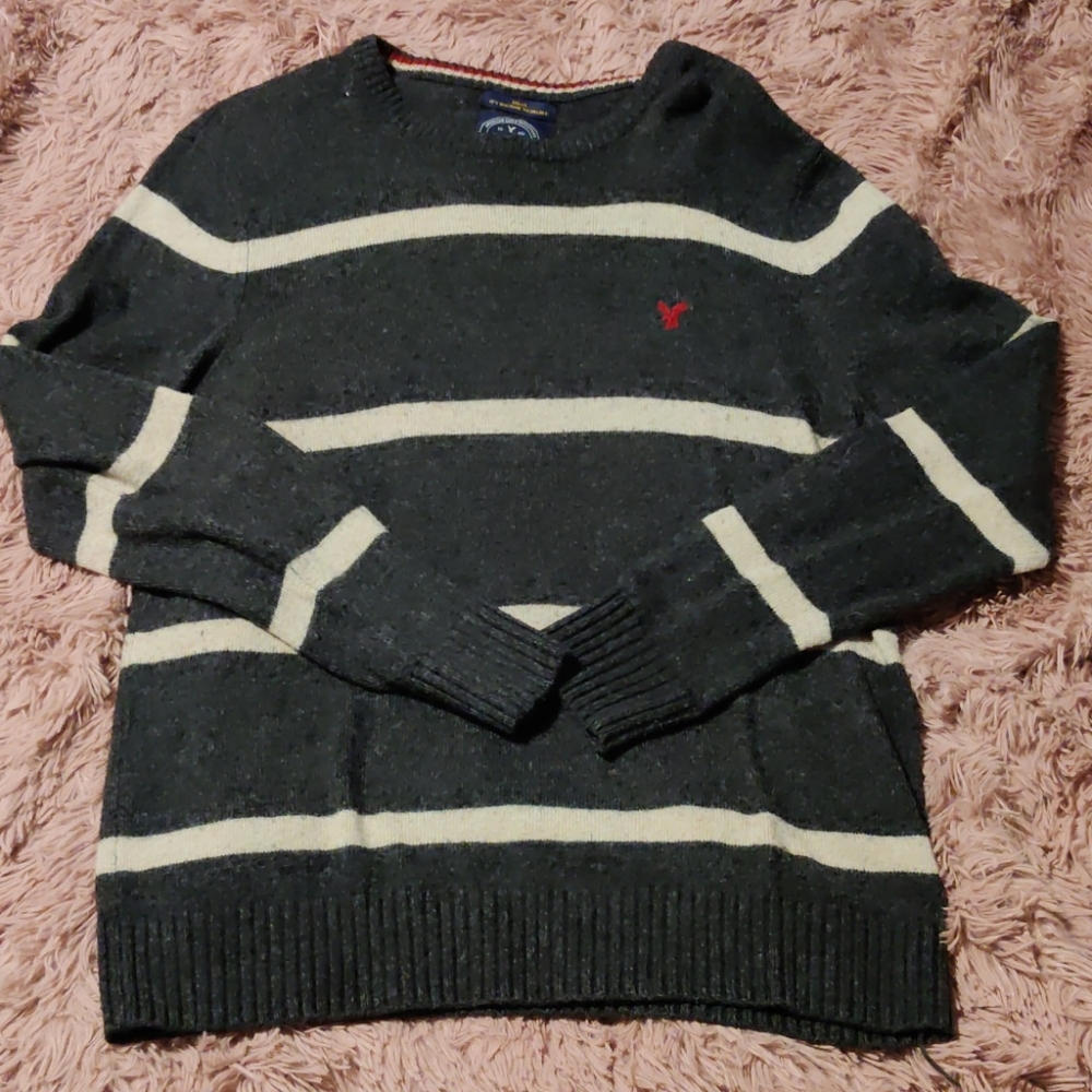 Gray & Biscuit Striped Crew Neck